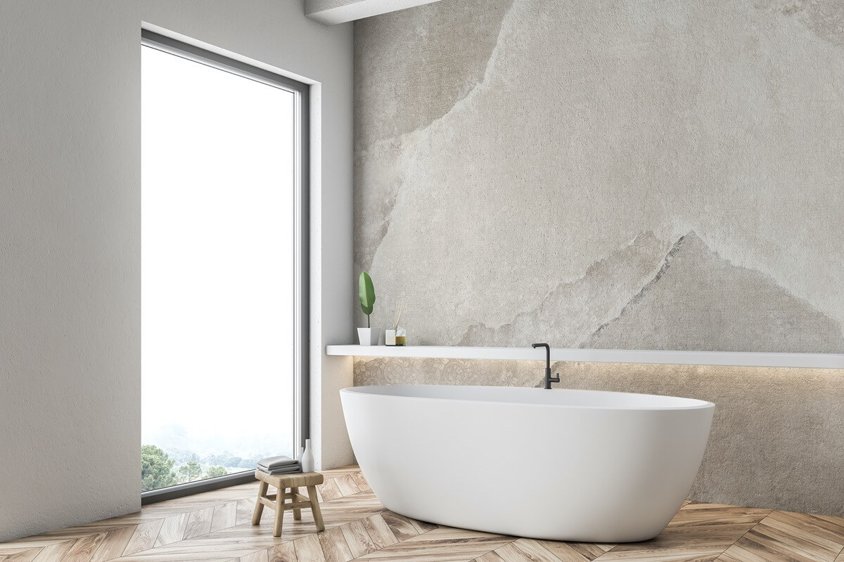kahuna grigia effetto pietra per bagno stile scandinavo