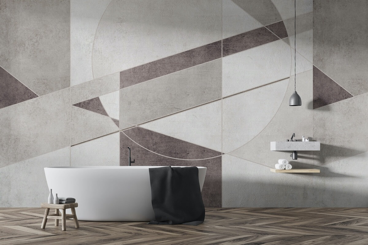 bagno ambientato con spectrum versione beige per ambiente minimal