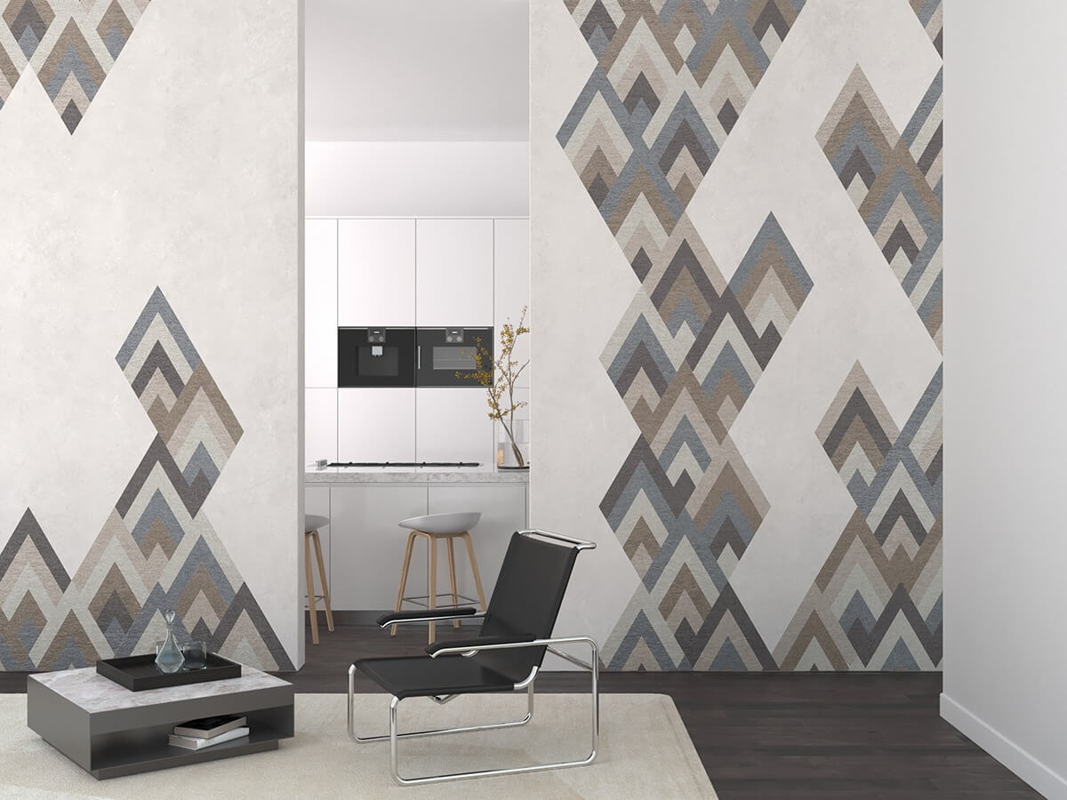 diamond grigrio con rombi colorati per salotto