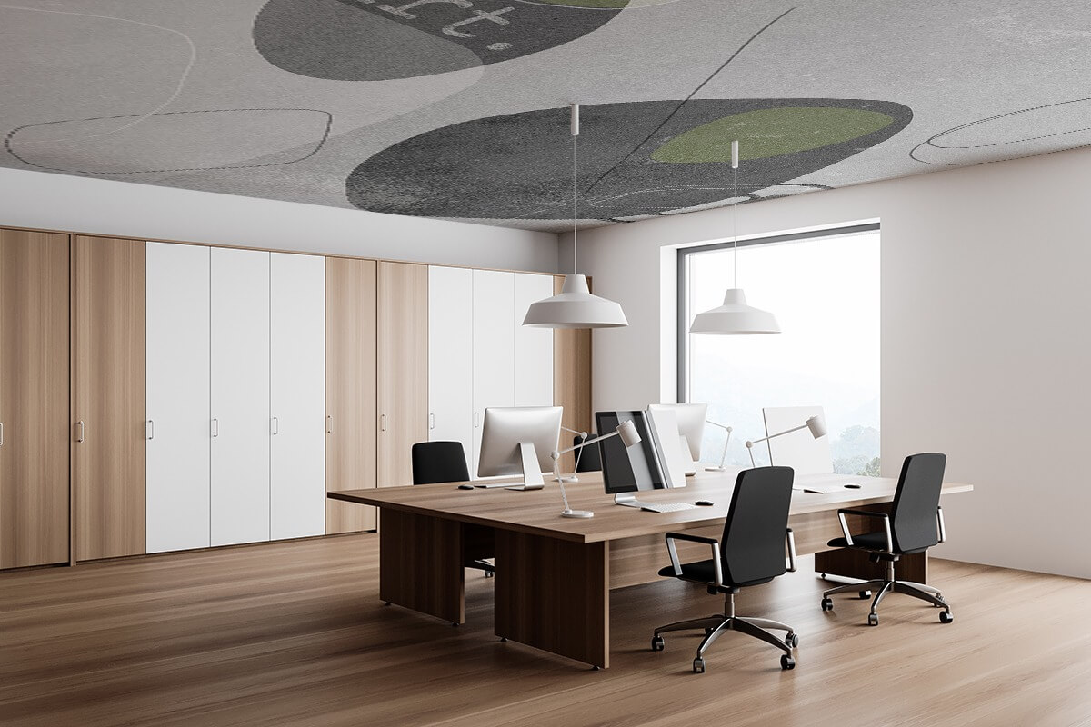 shape versione grigia per ufficio con forme tonde in diversi livelli di trasparenza