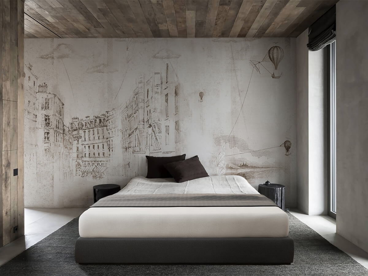 silvery versione seppia per camera da letto decorata con grafica vintage