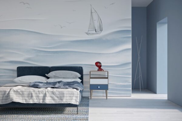 Onde carta da parati per camera da letto 3d colore blu