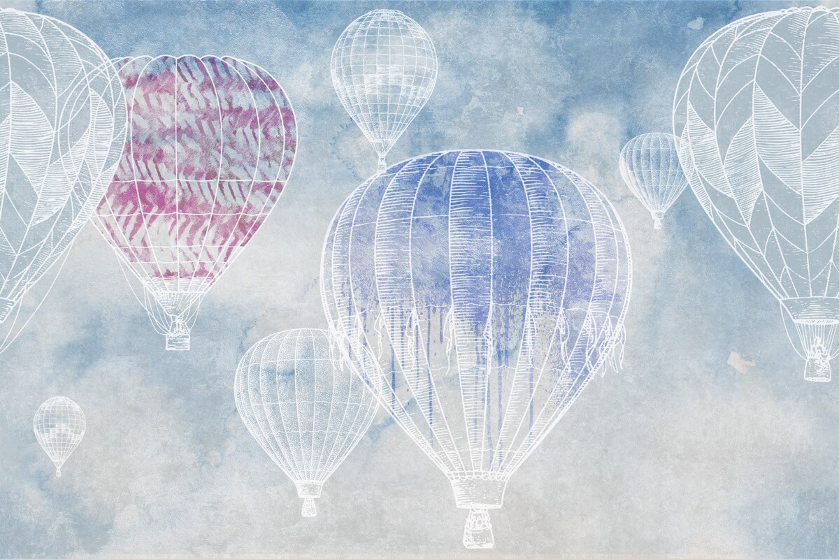 carta da parati con mappamondo Ballons colore azzurro
