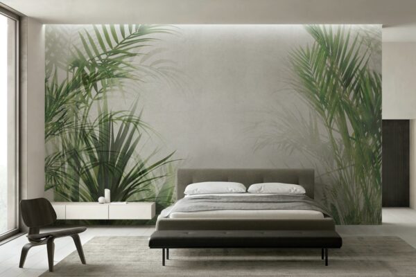 Camera da letto con carta da parati Anura verde