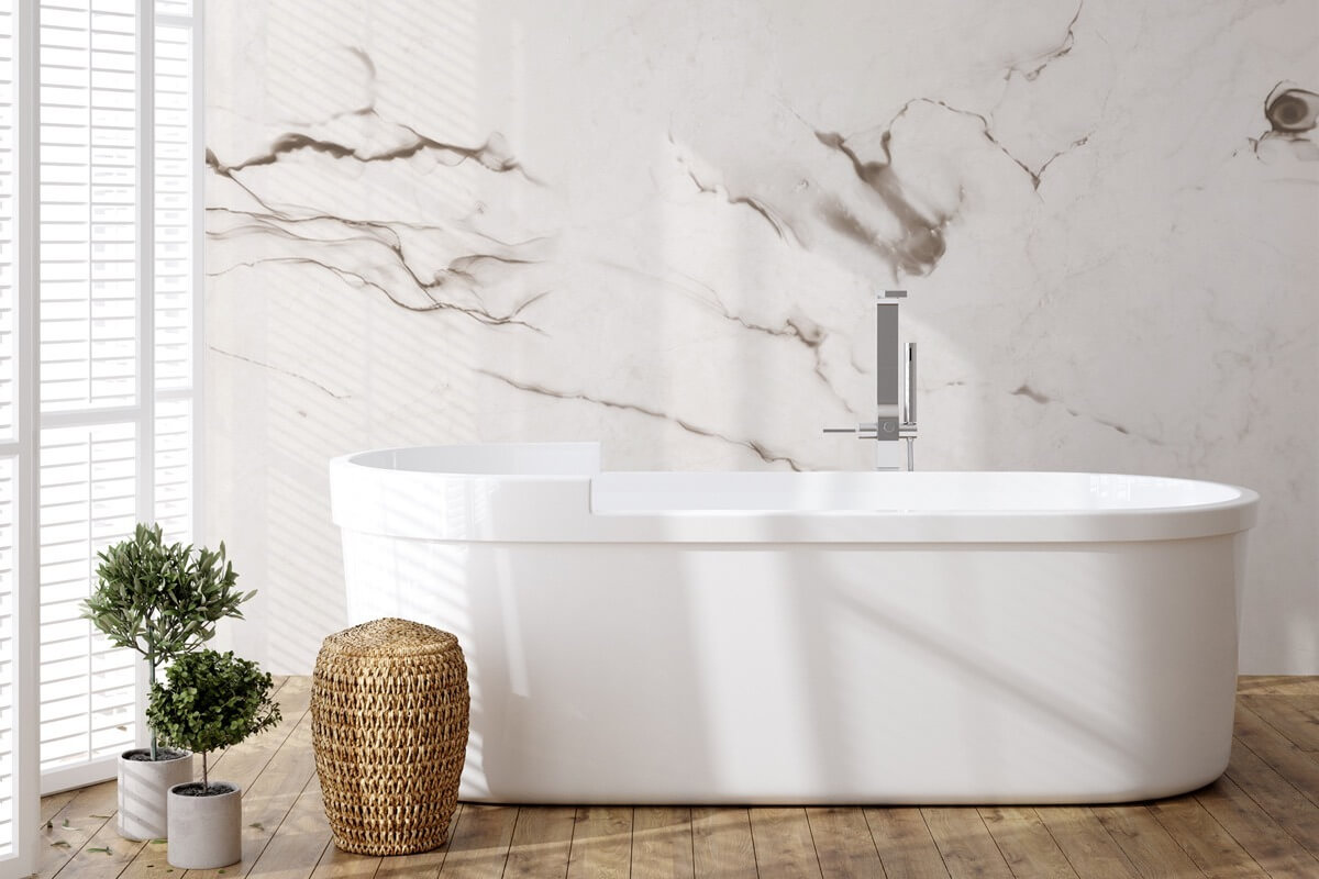 Etolie beige carta da parati per ambiente bagno con superficie effetto marmo chiaro e beige