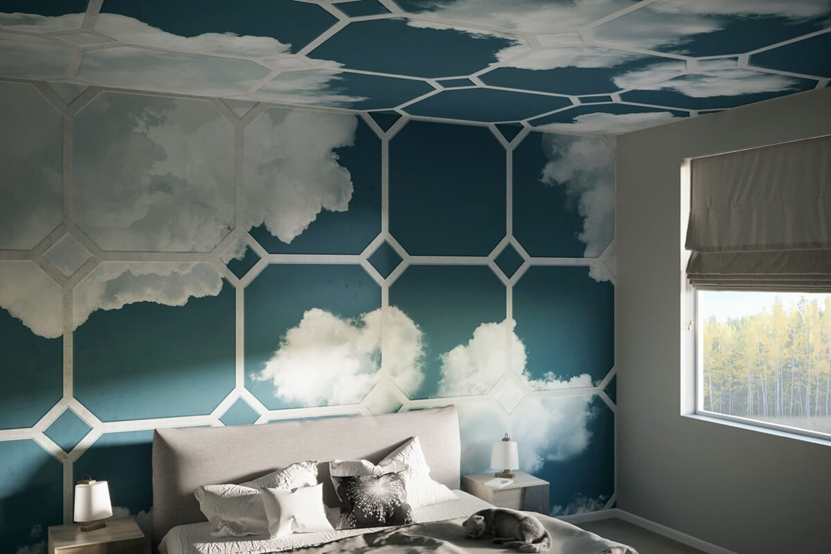 carta da parati per camera da letto sky day con cielo e nuvole