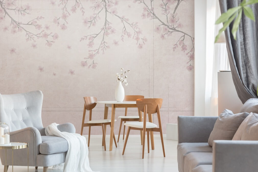 sakai carta da parati con ciliegio sui toni del rosa